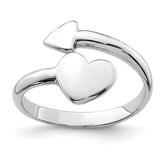 Sterling Silver Rhodium-plated Heart With Arrow Toe Ring